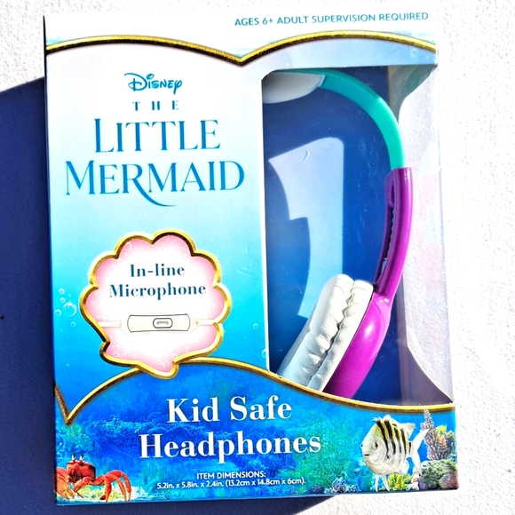Disney The Little Mermaid In Line Microphone Child Safe Headphone - Picture 1 of 3